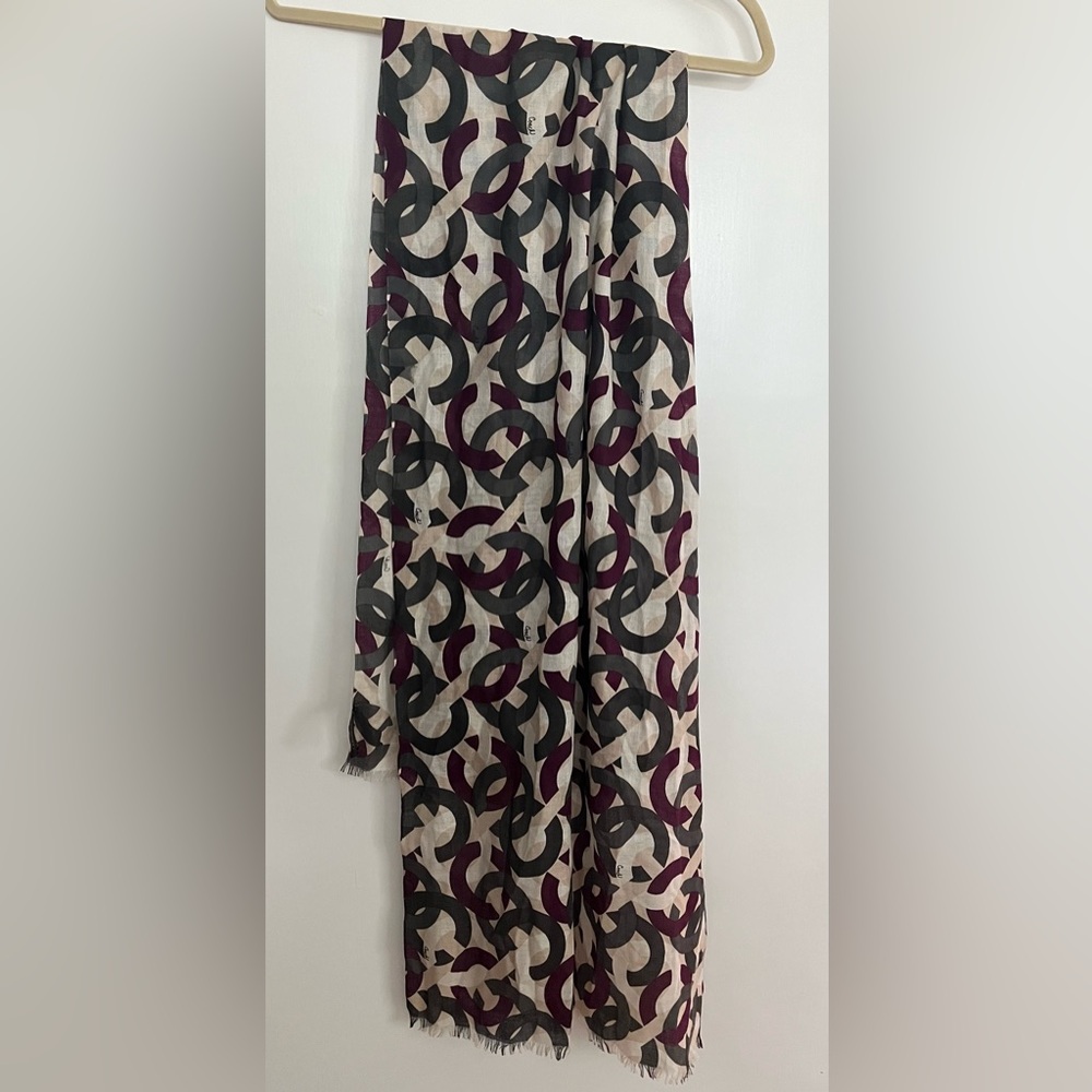 Coach Silk & Cashmere C Logo Scarf - beige green purple